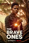 The artwork for the sci-fi series The Brave One featuring a woman standing looking off to the side with a glowing orb engrained into the wrist pocket of her jacket.
