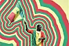 An illustration of a Senegalese protester waving the country’s flag.