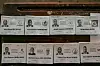 A general view of ballot papers of the eight presidential candidates in Gabon's 2025 election.