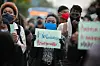 Afro-Latino activists marching in solidarity with black lives matter.