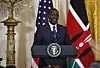 A photo of Kenyan President William Ruto at a joint press conference during his recent state visit to the U.S.
