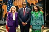 Jill Biden in purple suit with Hage Geingob and Namibia's First Lady Monica Geingos