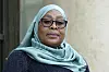 Tanzania's President Samia Suluhu Hassan wearing a teal hijab and glasses