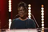 Tsitsi Dangarembga speaks on stage at the closing ceremony during the 72nd Berlinale International Film Festival Berlin at Berlinale Palast on February 16, 2022 in Berlin, Germany.