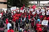 Ghanaians march during the ‘Ku Me Preko’ demonstration on November 5, 2022, in Accra, Ghana. People took to the streets of Ghana's capital to protest against the soaring cost of living, aggravated since the Russian invasion of Ukraine.