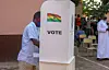 A man casts his vote at a polling station during 2020 Ghanaian general election in Accra, Ghana on December 7, 2020.
